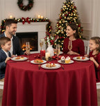 Fitable 8 Pack Round Tablecloths: Stain Resistant Wrinkle Free Circle Table Clothes, Washable Reusable Polyester Table Covers for Wedding Christmas Party Birthday Banquet Reception(Red, 120 Inch)