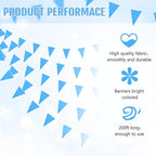 Tatuo 200 Feet Solid Pennant Banners Flags String Triangle Hanging DIY Bunting Flags Party Decorations for Grand Opening Party Banners for Kids Birthday, Shops (Blue)