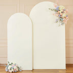 7.2FT 6FT Arch Backdrop Cover for Wedding, Set of 2 Stretchy Spandex Fitted Arch Stand Cover for Baby Shower, Birthday Party Decor, Chiara Backdrop Cover with Double-Sided Design(Ivory)