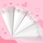 GWHOLE 100 Pcs Wedding Confetti Cones, Heart Paper Petal Cone for Wedding Party, White