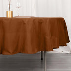 Efavormart Round Tablecloth, 90 Inch Stain & Wrinkle Resistant Washable Table Cloth, Decorative Polyester Fabric Table Cover for Banquet, Wedding, Dining- Brown