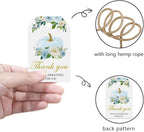 50 Pcs Pumpkin Gift Tags, Fall Theme Gift Tags with String, Thank You for Celebrating with Us Tags for Wedding Thanksgiving Birthday Baby Shower Party Favors (Color Blue)