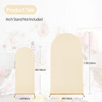 WEERRW Beige Arch Backdrop Cover Set of 2 Spandex Fitted Round Top Chiara Backdrop Stand Stretchy Wedding Covering for Event Birthday Party Banquet Decoration (6FT, 7.2FT)