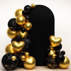 LEBENGURU Upgraded 5FT Wedding Arch Cover, Black Spandex Fitted Arch Backdrop Cover, Round Top Chiara Stand Covers for Birthday Party Baby Shower Banquet Balloon Décor