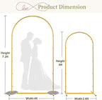 Snughome Arch Backdrop Stand, Set of 2 Metal Arch Stand (7.2FT+6FT), Gold Wedding Arch Frame for Party, Baby Shower, Holiday, Ideal for Balloon Flower