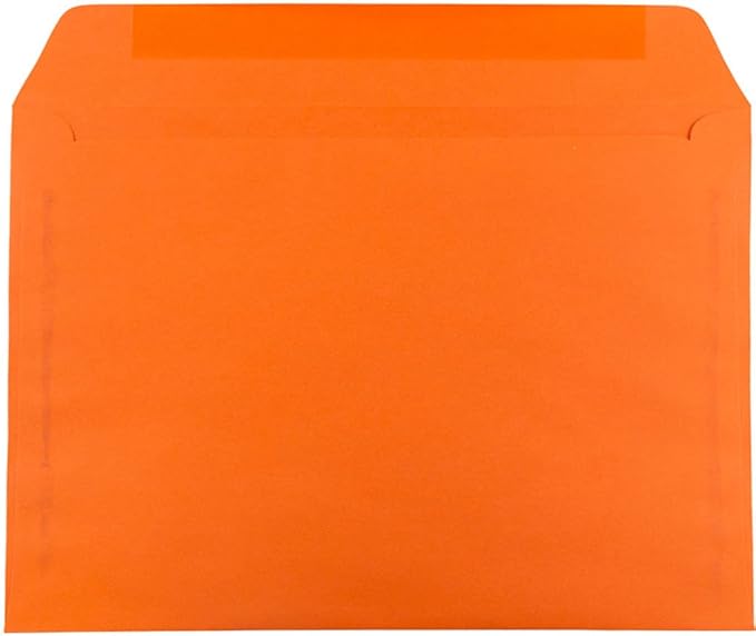 JAM PAPER 9 x 12 Booklet Colored Envelopes - Orange Recycled - Bulk 500/Box