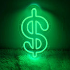 Dollar Neon Sign Money Neon Signs for Wall Decor Dollar Sign Decorations Dollars Money Obsessed Decorations LED Green Light for Bar Bedroom Party Love Money Wall Decoration, 11.9" x 7"