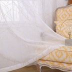 Sheer Beige Curtains 95 Inches Embroidered Branch Patterned Semi Sheer Window Treatments Rod Pocket Voile Curtain Panels for Living room, Bedroom, Yard, Patio, Villa, Parlor, Set of 2, 52"x95".