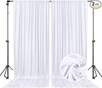 10 x 7 Feet White Backdrop Curtain for Partie, Background Curtains for Photoshoot, Birthday, Wedding, Halloween, Thanksgiving, Christmas, New Year Party Decorations 5Ft x 7Ft, 2 Panels