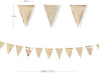 30Ft Champagne Gold Party Decorations Triangle Pennant Banner Gold Hanging Paper Flag Bunting for Graduation Wedding Birthday Bridal Shower Bachelorette Engagement Anniversary Hen Party Supplies