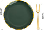 Festiva 200Pcs Green Dessert Plates 6.3" with Plastic Forks 5"- Small Disposable Plates- Dessert/Cake/Appetizer Plastic Plates include 100Plates 100Forks for Christmas Party&New Year