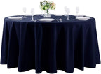 Cupuamon 108 inch Round Tablecloth Washable Polyester Table Cloth Decorative Table Cover for Wedding Party Dining Banquet（108 inch,Navy）