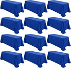 12 Packs 90 x 132 Inch Tablecloth, Royal Blue Polyester Table Cloth for 6ft Rectangle Tables,Washable Fabric TableCover for Wedding Banquets Parties Buffet Dining Table