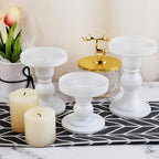 3-Piece Set of White Glass Candlestick, Crystal Candlestick Holder Holder and Conical Candle, Christmas Candle Holder Decoration, Family Living Room Wedding Candle Holder (white1set)