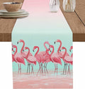 Tropical Flamingo Cotton Linen Table Runner for Dining Kitchen, Wedding Outdoor Party Tablerunners Decoration, Pink Bird Coastal Nautical Animal Dresser Scarf Coffee Tablecloth Runners 13x90 Inches