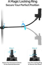 19-inch Gooseneck Microphone Holder Stand, Flexible Mic Arm with Super Crab Clamp for Mic Stand/Desk/Rod/Pole/Stick/Shelf/Tube Clamping, Ideal for Music Stand, Piano, Drum Recording