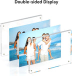 5x7 Acrylic Picture Frames, 20mm Thick Clear Frameless Magnetic Photo Frames, Double Sided Transparent Square Frame Gift for Desktop Display(1 Pack)
