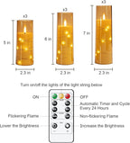 Raycare Flameless Candle with Remote Timer – 9 Flickering Acrylic Battery Operated LED Pillar Candles with Embedded Star String for Halloween, Home Decor, and as a Gift(Glod)