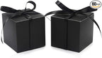 COTOPHER 60pcs Small Gift Boxes, Favor Boxes 2x2x2 inches Paper Gift Boxes with Ribbons Candy Box for Wedding Favors Baby Shower Bridal Shower Birthday Party (Black)