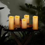 Amagic Waterproof Outdoor Flameless Candles with Remote, LED Candles Battery Operated with Timer, Flickering Fake Pillar Candle for Outside Patio Yard Decor, Dark Ivory, Set of 5, D3 X H4 5" 6" 8" 8"