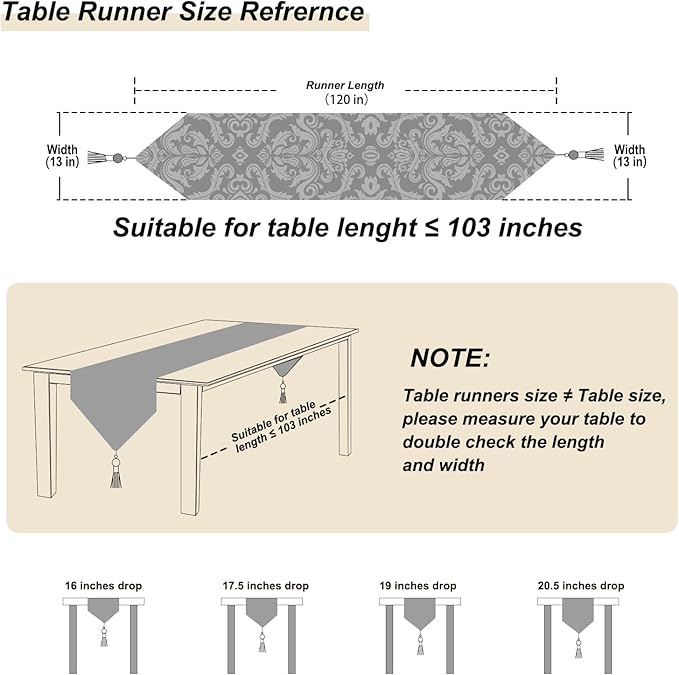 Embroidered Dark Brown Table Runners 120" Boho Thick Chenille Gold Floral Pattern for Party Decor