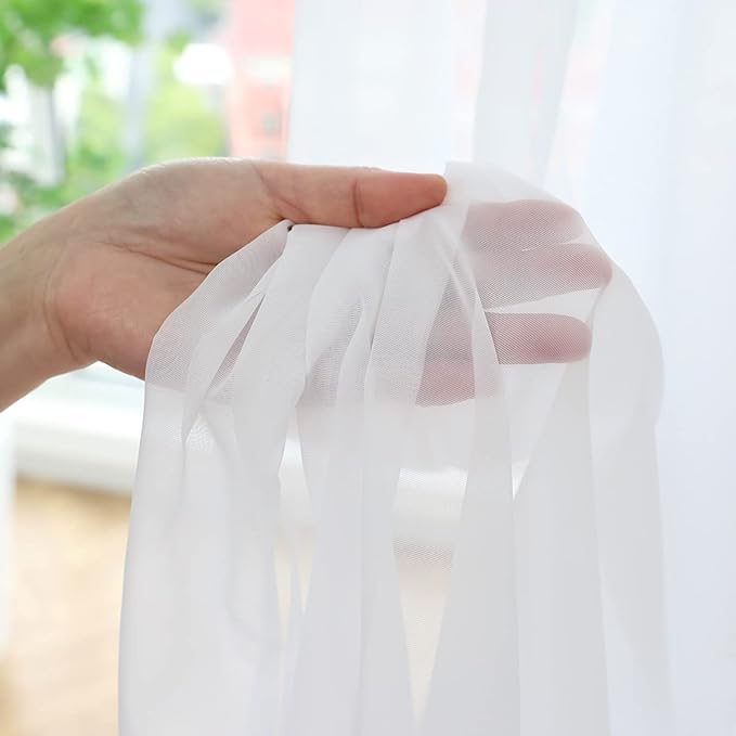 Window White Sheer Curtains 60 Inches Width 120 Inches Long 2 Panels Sheer Curtains Clear Curtains Basic Rod Pocket Panel for Home/Living Room/Bedroom/Kids Room