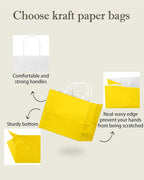 qiqee 100PCS Large Gift Bag with Handles Bulk 13"x4.5"x10" Gift Bags Bright Yellow Multiple Uses (32x11x25cm,Wide Large)