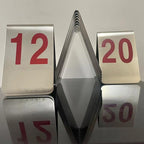 Metal Place Cards Stackable Tent Style Table Numbers,Place Card Holders for TRPG Wedding Party Restaurants Cafes Bars Gatherings Meeting Room Board Games (Red, Large 11-20)