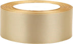 Champagne Solid Satin Ribbon 1-1/2 Inch 25 Yards Solid Polyester Fabric Ribbon for Gift Wrapping Wedding Christmas Baby Shower Birthday Party Decoration Handmade Immortal Flower Craft