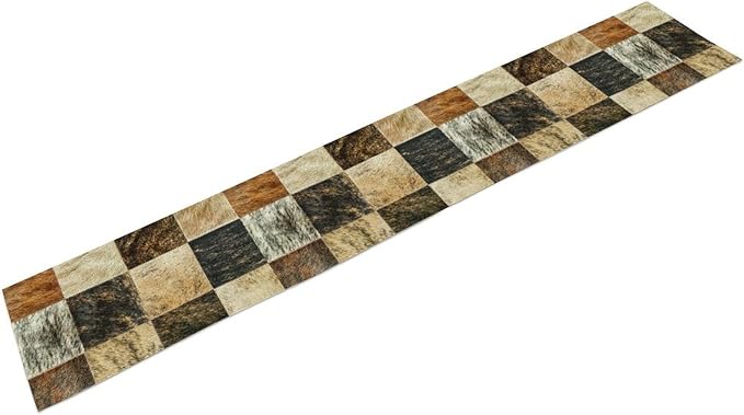 Rustic Cow Skin Patchwork Print Table Runner, Farmhouse Country Western Style Fur Table Cover for Dinning Home Party Holidays Home Setting, 13x120 Inch
