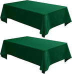 Fitable 2 Pack Faux Linen Christmas Tablecloths, Burlap Textured Table Cloth Rectangle, Decorative Table Covers for Winter Holiday Kitchen Dining Party Farmhouse (Hunter Green, 60 x 120 Inch)