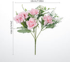 Artificial Flower 5 Branches Artificial Silk Fake Flowers Bouquet Small Roses for Wedding Home Office Tables Decor 4 Packs(Light Purple)