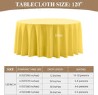 Round Tablecloth 120 Inch 2 Pack Yellow Tablecloths Washable Decorative Linen Polyester Table Clothes Cover for Dining Table Banquets Buffet Parties and Wedding