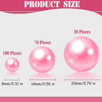 200 Pcs Vase Filler Beads Pink Pearl Beads for Vase No Hole Pearls for Centerpieces Vases DIY Home Table Party Decor DIY Wedding 8/14/20mm