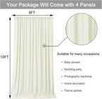 20 ft x 10 ft Wrinkle Free Ivory Backdrop Curtain for Wedding Parties, Polyester Ivory Photo Backdrop Drapes 4 Panels 5x10ft for Baby Shower Photoshoot Engagement Birthday Party Photography Background