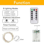 3 Pack Fairy Lights Battery Operated with Remote Control Timer, 26 FT 80 LED String Lights Outdoor Indoor, 8 Mode Twinkle Lights for Christmas Party Wedding Birthday Bedroom Décor (Red and Green)