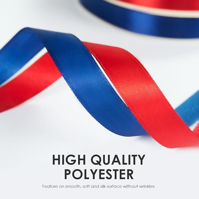 3/8" Wide x 100 Yards Single Face Polyester Satin Ribbon, Satin Ribbon for Crafts, Gift, Hair Bows, Wedding Party Decoration, Bow Making & Other Projects (White)