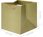 Gold Paper Gift Bag Small Square Bottom Kraft Paper Bags with Handles for Wedding Baby Shower Birthday Party (Gold, 4 x 4 x 4 in, 10 CT)