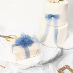 Ribbli Dusty Blue Organza Ribbon 1 Inches x Continuous 50 Yard Blue Sheer Ribbon for Gift Wrapping,Cookie Wrapping,Wedding Decoration