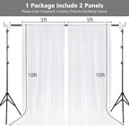 MEETSKY 10 feet x 10 feet White Backdrop Curtain for Parties Wedding Decor- White Photography Rod Pocket Backdrop Drapes Polyester Fabric Curtain for Birthday Holiday Party, 5ft x 10ft, 2 Panels