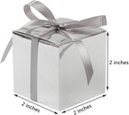 COTOPHER 100pcs Small Gift Boxes, Favor Boxes 2x2x2 inches Paper Gift Boxes with Ribbons Candy Box for Wedding Favors Baby Shower Bridal Shower Birthday Party (100 Metallic Silver)