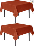 sancua Thanksgiving Square Tablecloths 70x70 Inch Rust, 2 Pack Fabric Fall Table Cloth for Square or Round Tables, Burnt Orange Washable Polyester Table Cover for Dinner, Holiday Party, Display Tables