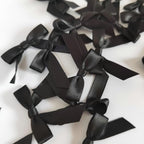 50pcs 1-1/2" Mini Black Satin Ribbon Bows Without Twist Ties for Crafts Gift Wrapping Packing Christmas Decoration (Black)