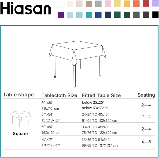 Hiasan Red Tablecloth Square - Wateproof and Spillproof Kitchen Christmas Washable Polyester Table Cloth for Dining Room, 30 x 30 Inch