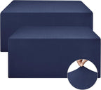 Nasitos Fitted Table Covers Stretch Spandex - 96 x 30 Inch - 2 Pack Navy Rectangle Table Clothes for 8 Foot Folding Tables, Fabric Tablecloths for Parties, Trade Show, Craft Show, Birthday