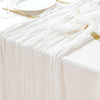 Sioloc Ivory White Cream Cheesecloth Table Runner Fall Autumn Decor for Home 10ft Table Cloth for Tea Wedding Birthday Party Baby Bridal Shower Halloween Thanksgiving