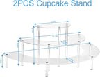 2PACKS Acrylic Display Risers, 3 Tier Clear Cupcake Stand Risers, Perfume Stand Organizer, Half Moon Dessert Stand, HENABLE Shelf Risers for Display Stands for Food, Amiibo Funko POP Figure (2half moon)