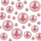 Floating Pearls for Centerpieces Vases, 250PCS No Hole Fake Pearl Beads and 4000PCS Water Beads for Vase Filler Floating Beads for Wedding Home Party Decoration (Rose Gold 8/14/20mm)