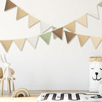 Oudain 15.5 ft Pennant Banner Flags, 2 Pcs Nursery Garland Triangle Bunting Flag Baby Banner for Nursery Decor Baby Birthday Boho Wedding Shower Party Event, Each 7.75 ft (Boho Color)