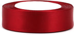 Deep red Solid Satin Ribbon 1 Inch 25 Yards Solid Polyester Fabric Ribbon for Gift Wrapping Wedding Christmas Baby Shower Birthday Party Decoration Handmade Immortal Flower Craft